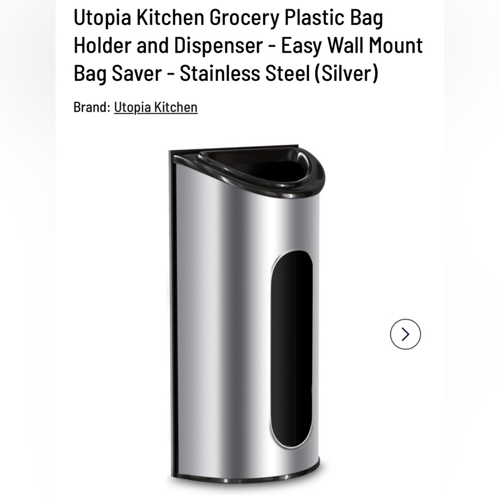 Utopia Kitchen Bag Holder and Dispenser - Stainless Steel wall holder